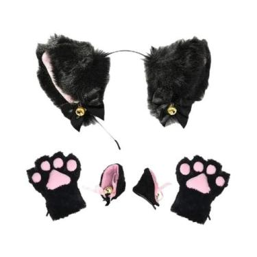 Imagem de Acessórios Para Festa De Máscaras: Tiara De Orelhas De Gato Com Laço, 