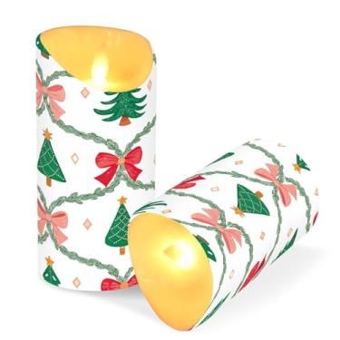 Imagem de ATTX Pacote com 2 velas sem chama para árvore de Natal – 7,6 cm x 9,9 cm com controle remoto e temporizador para casa, casamento, decoração de acampamento #743