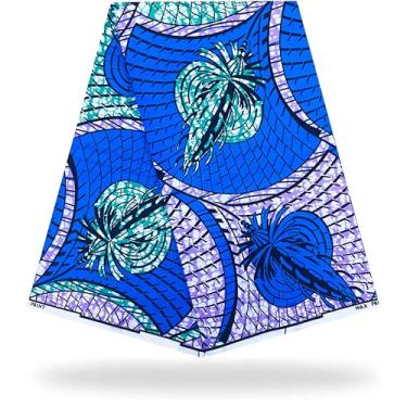 Imagem de Shenbolen Tecido africano 6 jardas Kente Cloth by The Yard Ankara Print Wax Fabrics 100% poliéster (N)