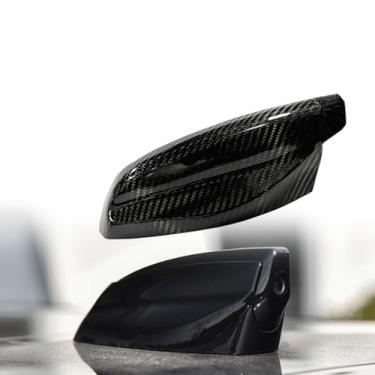 Imagem de FINMOKAL Capa de antena de barbatana de tubarão de carro de fibra de carbono real compatível com Land Rover Defender 2020-2024, preta