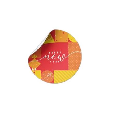 Imagem de 25 Unidades Adesivos Autocolantes Redondos para Decoração de Ano Novo Coloridos - Tamanho 30x30cm