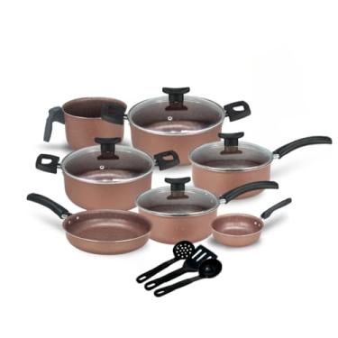 Imagem de Conjunto de Panelas Teflon Antiaderente 10 Peças - Tampas de Vidro Temperado, Sem PFOA, Compatível com Todas as Fogões (Chocolate)