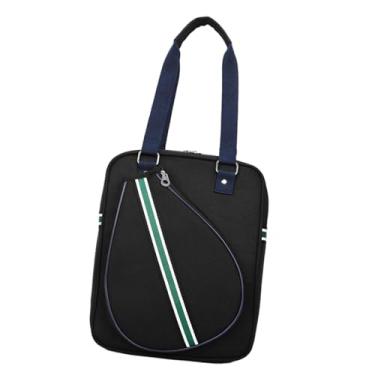 Imagem de kowaku Bolsa de tênis tipo sacola, bolsa para raquete de tênis, de mão portátil e impermeável para homens e mulheres, ideal para jogadores, treinos, Preto 1 Ombro
