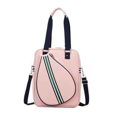 Imagem de Vaveren Bolsa de tênis para homens e mulheres, prática e elegante, com suporte para raquete, à água, ideal para jogadores de tênis ao ar livre, Bolsa Transversal Rosa