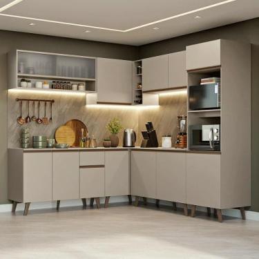Imagem de Armário de Cozinha Completa de Canto 445cm Nice Madesa 02, Crema