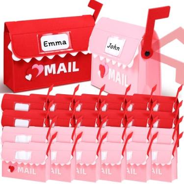 Imagem de Libima 24 peças de caixa de correio de feltro de dia dos namorados com bandeira para troca de presentes, bolsa de feltro dos namorados com 24 cartões 24 x 15 x 6 cm caixa de correio para pendurar para