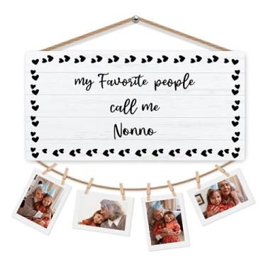 Imagem de iEFEY Nonno Gifts Porta-retrato de madeira para pendurar, presentes para vovôs de netos Grandchikdren, presente para pais, melhor avô, suporte para fotos para pendurar na parede, 30 x 15 cm