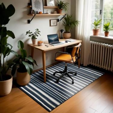 Imagem de 1 Tapete Escritório Grande Antiderrapant 100X150 Js Do Li Vr (M20 Azul - Listrado Geométrico Moderno)