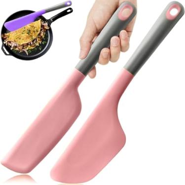 Imagem de Espátula de omelete larga, flipper de espátula de silicone, espátula resistente ao calor para omelete de cozinha, crepes de panqueca, roxo (rosa)