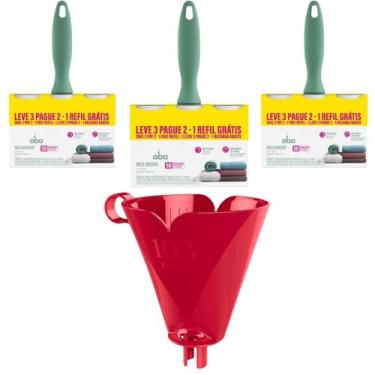 Imagem de Conjunto de 1 Suporte para Filtro de Café 103 Vermelho + 3 Kit Rolo Adesivo 50 Folhas com 2 Refis