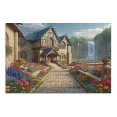 Imagem de Quebra-cabeça Garden Waterfall 1000 peças, quebra-cabeças para adultos, jogos inteligentes