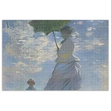 Imagem de Quebra-cabeça Parasol Madame Son Monet adultos 1000 peças pintura artística colorida amigos família jogos presentes