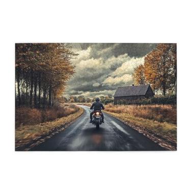 Imagem de CDSASHCA Quebra-cabeça de madeira adulto A Man On A Motorcycle - Desafio artístico, ideal para colecionadores de quebra-cabeças, alivia o estresse, aproveite o processo de resolução, um presente para