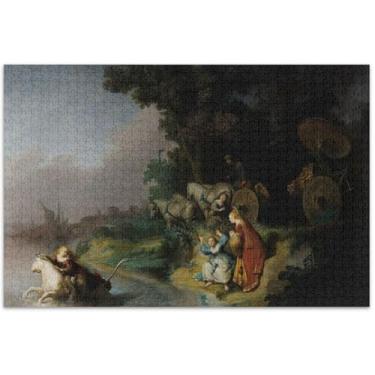 Imagem de Quebra-cabeça Rembrandt Rembrandt Abduction of Europa 1000 peças para adultos presentes tecnológicos exclusivos para adultos arte brinquedo pintura, 75 x 40 centímetros