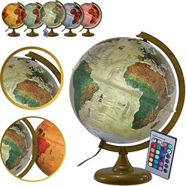 Imagem de GLOBO TERRESTRE FÍSICO HISTÓRICO LUMINOSO MULTICOLOR 30CM COM CONTROLE