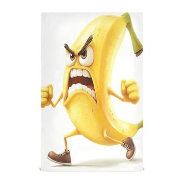 Imagem de Joisal Cartoon Angry Banana Toalhas de cozinha em massa panos de prato macios 71 x 45 cm com laço para pendurar