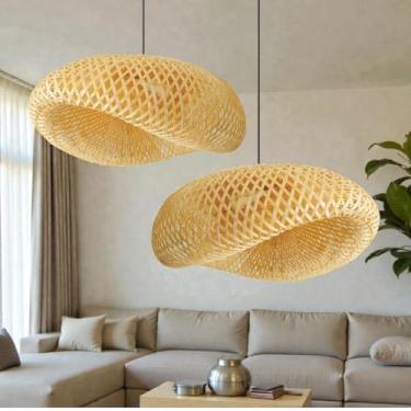 Imagem de Kit 2 Luminária de Teto Lustre Pendente Bambu Luzza Honolulu 60 Luz Quente - Par