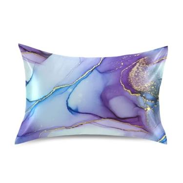 Imagem de Fronhas de cetim engraçadas refrescantes personalizadas King Queen fronha padrão fronha de cama macia tamanho queen 76.2 cm x 50.8 cm aquarela redemoinhos roxo pastel