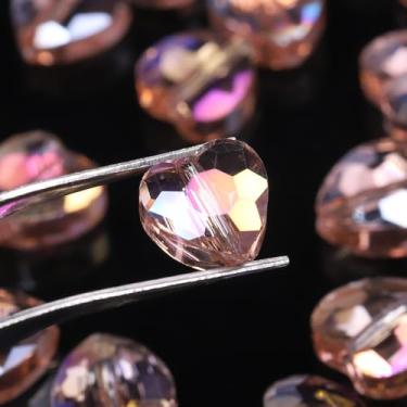 Imagem de NITOPUPU 70 contas de coração facetadas rosa pêssego 8 mm AB para fazer joias, contas de cristal para pulseiras, colar, artesanato, kit de pulseira da amizade, presentes de amor