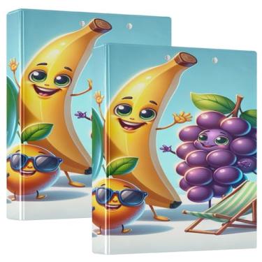 Imagem de Pacote com 2 fichário organizador de frutas com prancheta e material escolar estético, fichário de prancheta resistente
