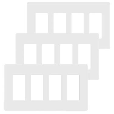 Imagem de ENERLITES Placa de parede decorativa sem parafusos, capa segura para crianças, tamanho 4-12 cm A x 21 cm C, termoplástico de policarbonato inquebrável, SI8834-W-3PCS, brilhante, branco (pacote com 3