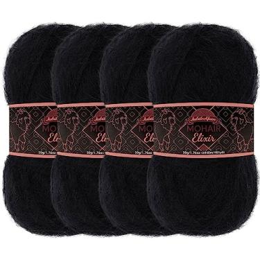 Imagem de JubileeYarn Fio de Elixir Mohair - Mistura de Lã para Bebês 50g/novelo - Chocotini - 4 novelos