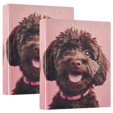 Imagem de Fichários personalizados Happy Brown Poodle sorrindo 3 anéis com 3 anéis para 200 folhas, anel redondo, 31,5 x 27 x 6 cm, 1 pacote
