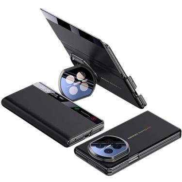Imagem de FWYANZH Capa para Huawei Mate X7, Smart Hibernation Flip View Window Capa de couro Suporte de proteção para câmera Fecho magnético Capa à prova de choque completa, preta, Mate X7