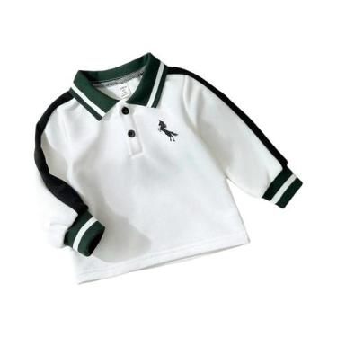 Imagem de Camisa De Manga Longa Para Menino Com Estampa Branca, Casual E Versáti