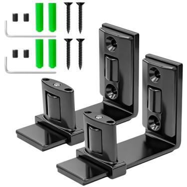 Imagem de Kit de guia de piso de porta de celeiro deslizante de parede - Design ajustável com ajuste nivelado flexível em forma de U e rolos pequenos duplos (1 pacote / 2 opções de pacotes) (guia em forma de U