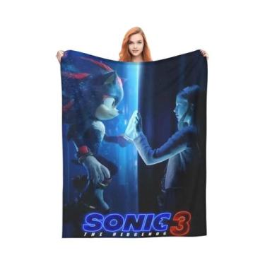 Imagem de Manta Macia E Quente Com Estampa De Sonics, Cobertor Decorativo Para V
