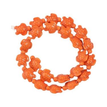 Imagem de Contas De Turquesa Natural Em Forma De Tartaruga 14x18mm Pedra Solta P