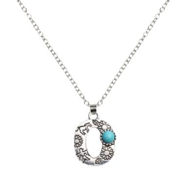 Imagem de QqzsJewls Colar com inicial ocidental, pingente de letra A-Z, exagero, boêmio, para mulheres, Zinco, Sem Pedra Preciosa