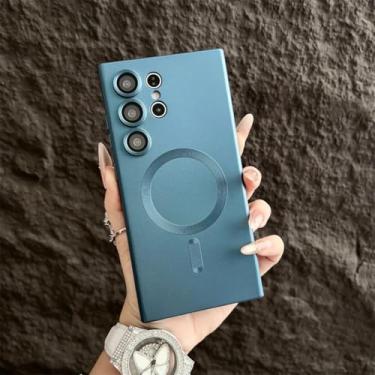 Imagem de Capa fosca à prova de choque com carregamento sem fio magnético para Samsung Galaxy S25 S24 Ultra S23 FE S22 S21 Plus (para Samsung S25 Ultra/Verde)