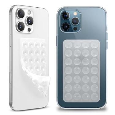 Imagem de Suporte de capa de telefone com sucção, acessório de telefone adesivo de silicone dupla face para iPhone e Android, suporte de chuveiro espelho mãos livres para selfies, vídeos Tiktok, transparente