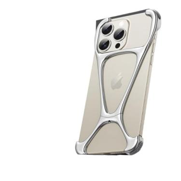 Imagem de SNIDII Capa de telefone de metal sem moldura multicolorida para iPhone 16 Pro Max capa de celular de liga de alumínio para iPhone 16PM (prata)
