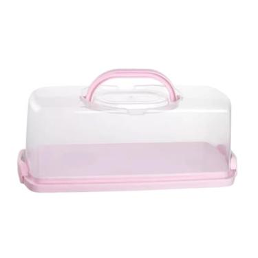 Imagem de Generic Caixa retangular para pão, recipiente para armazenar e pães, com alça portátil, ideal para guardar alimentos, perfeita para o Dia de ação de, Rosa