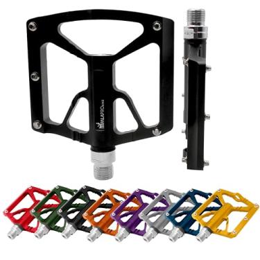 Imagem de IMPALAPRO Pedais de bicicleta de plataforma de alumínio usinados em CNC 97 × 92 mm – Pedais de bicicleta leves de 320 g com eixo Cr-Mo selado e 10 pinos inoxidáveis para MTB, Gravel, BMX e E-Bike