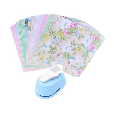 Imagem de Fancyes Perfurador de Papel Decorativo com 24 Folhas de Papel Estampado para Scrapbooking e Criação de Cartões, Azul