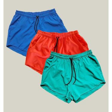 Imagem de Kit 3 Shorts Praia Feminino Elastano Premium WSS Azul e Verde-Feminino