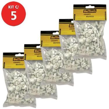 Imagem de Grampo Fixa Fio 8mm + Prego KIt 500 Peças Beltools