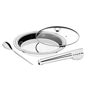Imagem de Kit para Servir Aço Inox com Tampa de Vidro com 3 Peças, Prata, Tramontina