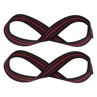 Imagem de Generic Figura 8 para Levantamento de Peso Mangas de Mão de Suporte Duráveis ​​para Treinamento de Ginástica até Pulsos 24 Cm - Guarda Pull-up de Levantamento Terra para Homens e Mulheres Nylon Spandex Preto Tamanho S (S)