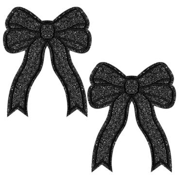 Imagem de LLMSIX 2 peças de remendos de ferro com laço, apliques de laço com glitter, lindos adesivos grandes de lantejoulas para costurar, roupas, mochilas, jaqueta, jeans, acessórios de decoração DIY