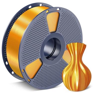 Imagem de SUNLU Filamento PLA de seda 1,75 mm, filamento de impressora 3D PLA brilhante bem enrolado, precisão dimensional +/- 0,02 mm, serve na maioria das impressoras 3D, boa embalagem a vácuo, carretel de 1
