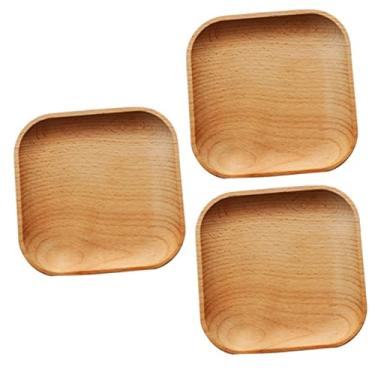Imagem de Bandeja de madeira para servir 3 peças, bandeja quadrada para lanche, para restaurante, estilo japonês, prato de comida, bandeja para segurar copos, prato de sobremesa, bambu, estilo japonês, placa qu