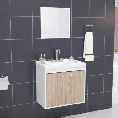 Imagem de Kit Gabinete Banheiro Com Pia/Cuba + Espelho Bergamo Berlin - Riverzza