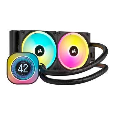 Imagem de Water Cooler Corsair iCUE LINK H100i LCD, RGB, 240mm, AMD e Intel, Preto - CW-9061007-WW-Unissex