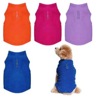 Imagem de Rbenxia 4 peças de suéter vermelho rosa para cães com coleira de lã macia, colete de lã macia, jaqueta quente, roupas para cães de estimação, roupas de inverno para cães pequenos e gatos (rosa