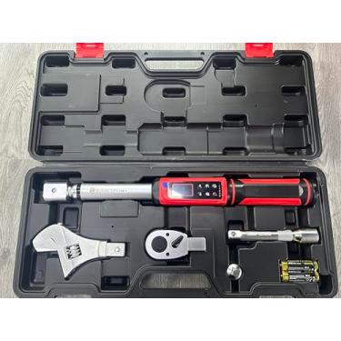 Imagem de SUERCUP Chave de torque digital ajustável de 1,5 a 99,6 pés.Lb/2-135 Nm, chave de torque de extremidade aberta de 14 x 18 mm com cabeça de catraca de 1/2 unidade e mandíbula de 45 mm, vibração